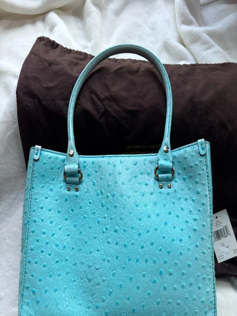 Kate Spade textured ostrich-embossed leather tote bag
